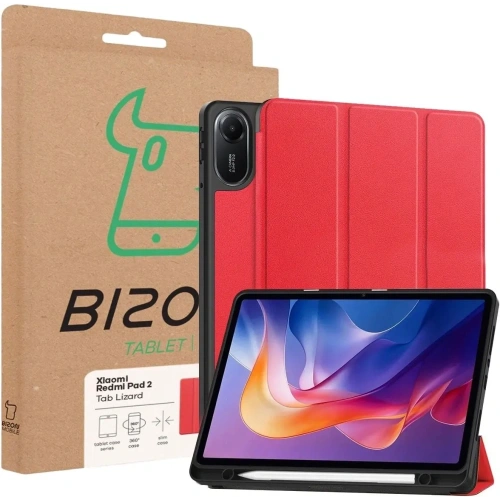 Etui z klapką Bizon Case Tab Lizard do Xiaomi Redmi Pad 2 czerwone