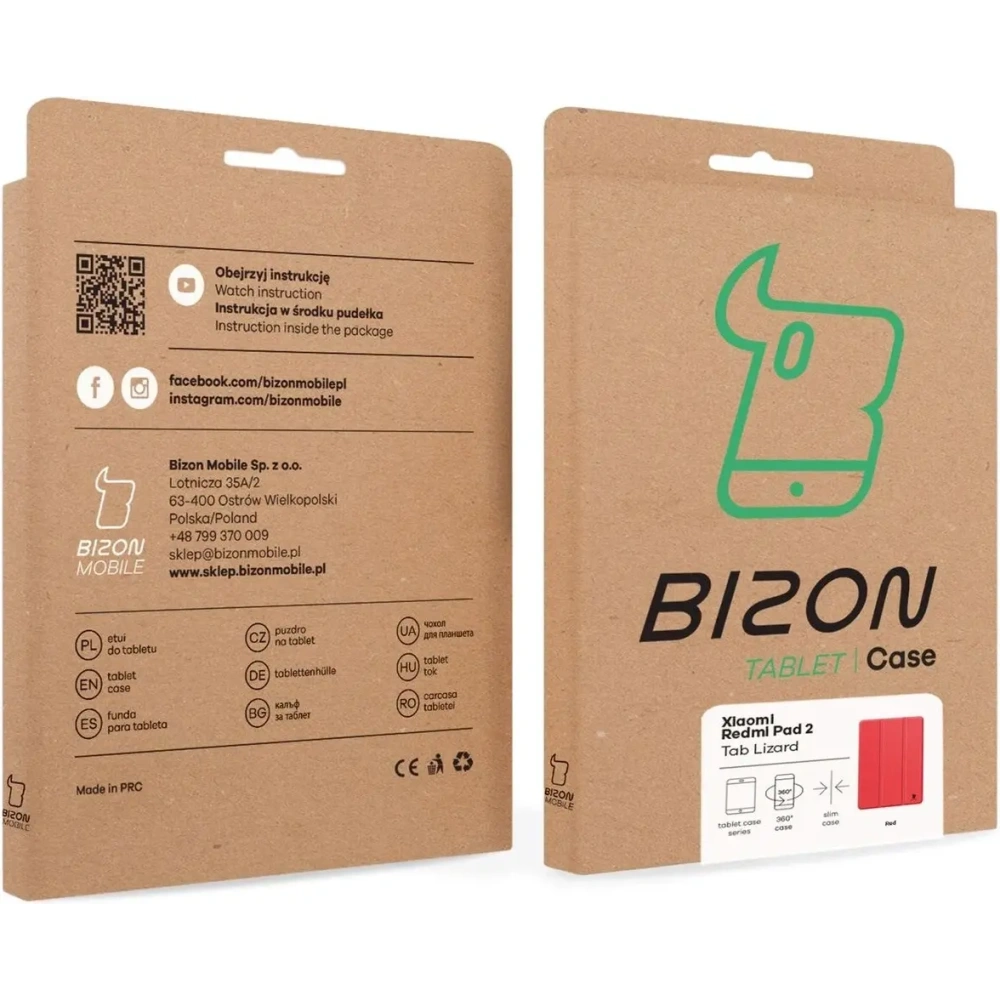 Etui z klapką Bizon Case Tab Lizard do Xiaomi Redmi Pad 2 czerwone