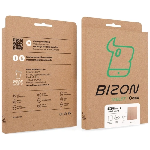 Etui z klapką Bizon Case Tab Lizard do Xiaomi Redmi Pad 2 różowozłote