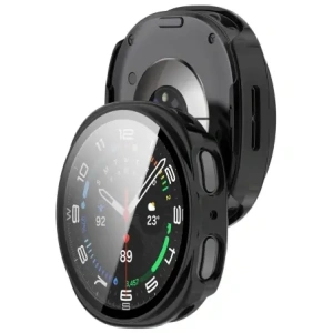 Etui ze szkłem do zegarka Bizon Case+Glass Watch do Samsung Galaxy Watch 8 44mm czarne