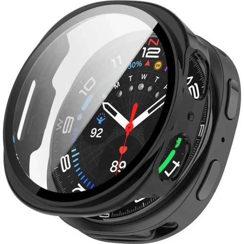 Etui ze szkłem do zegarka Bizon Case+Glass Watch do Samsung Galaxy Watch 8 44mm czarne