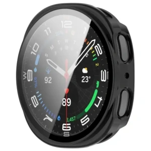 Etui ze szkłem do zegarka Bizon Case+Glass Watch do Samsung Galaxy Watch 8 44mm czarne