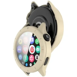 Etui ze szkłem do zegarka Bizon Case+Glass Watch do Xiaomi Watch S4 beżowe