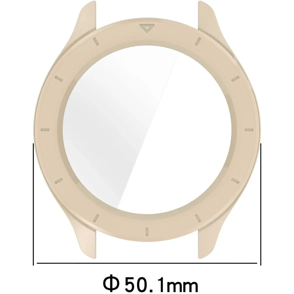 Etui ze szkłem do zegarka Bizon Case+Glass Watch do Xiaomi Watch S4 beżowe