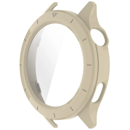 Etui ze szkłem do zegarka Bizon Case+Glass Watch do Xiaomi Watch S4 beżowe