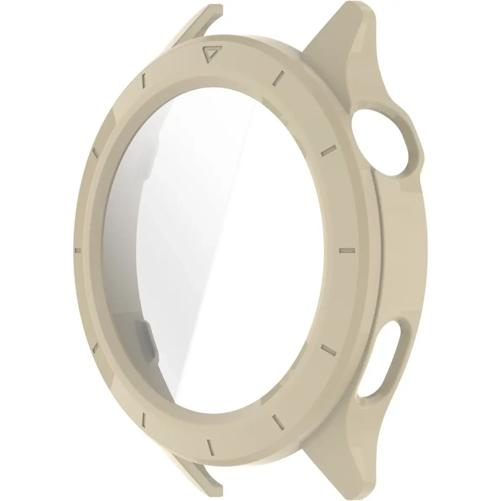 Etui ze szkłem do zegarka Bizon Case+Glass Watch do Xiaomi Watch S4 beżowe