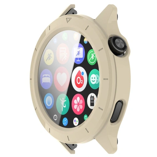 Etui ze szkłem do zegarka Bizon Case+Glass Watch do Xiaomi Watch S4 beżowe