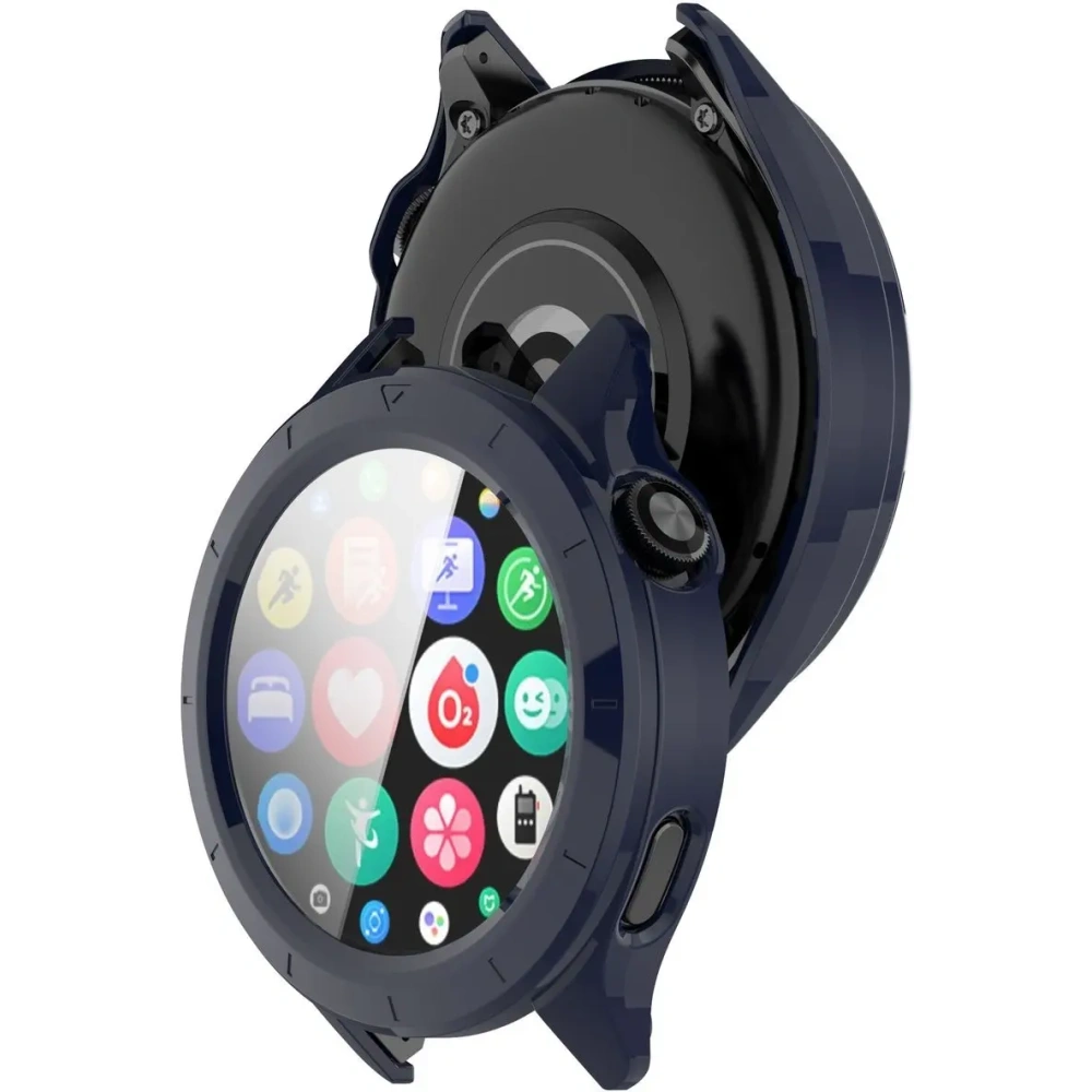 Etui ze szkłem do zegarka Bizon Case+Glass Watch do Xiaomi Watch S4 niebieskie