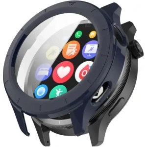 Etui ze szkłem do zegarka Bizon Case+Glass Watch do Xiaomi Watch S4 niebieskie