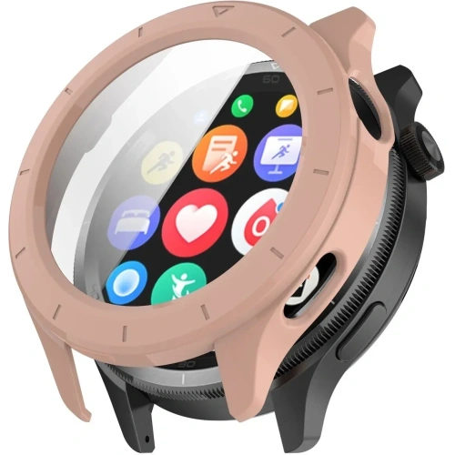 Etui ze szkłem do zegarka Bizon Case+Glass Watch do Xiaomi Watch S4 różowe