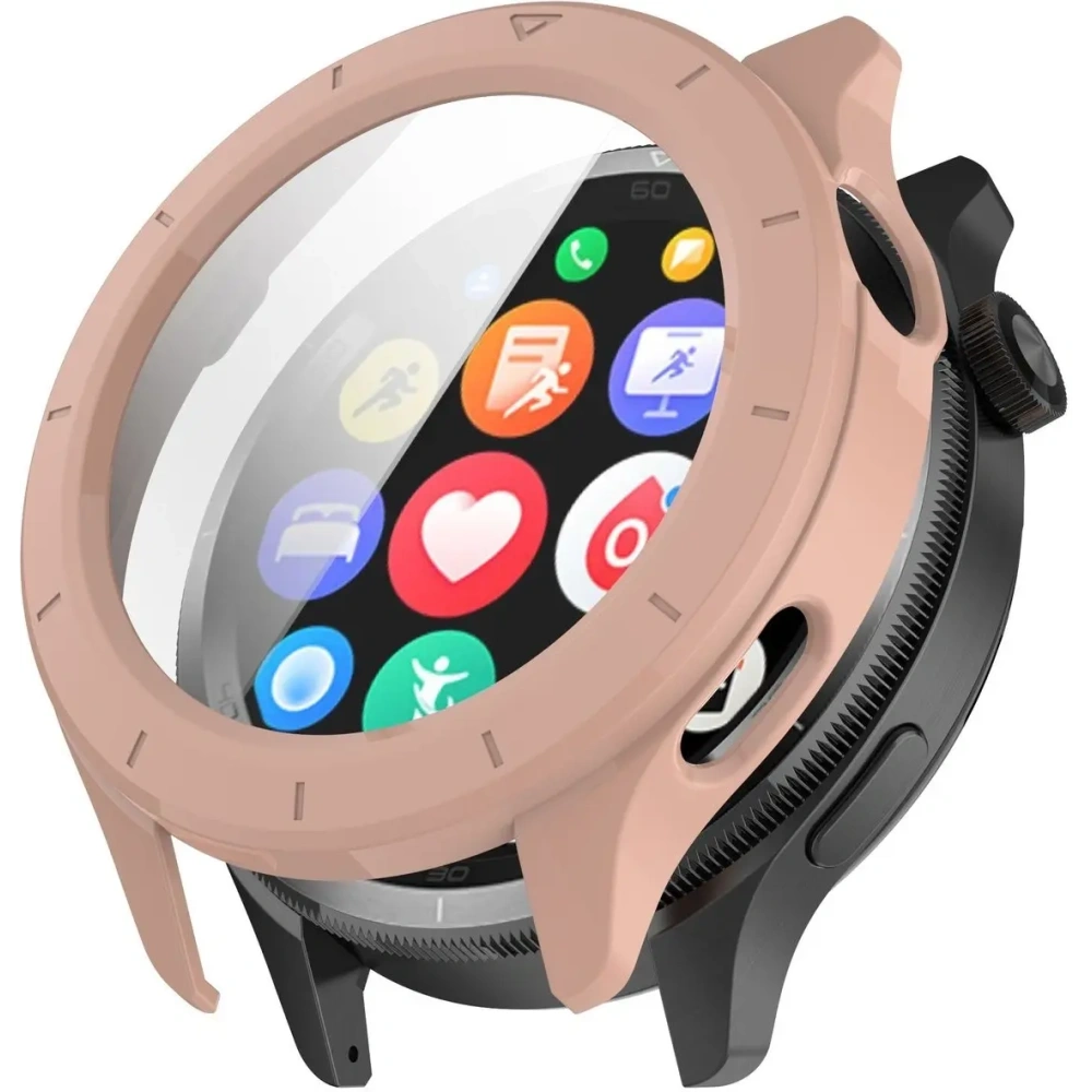 Etui ze szkłem do zegarka Bizon Case+Glass Watch do Xiaomi Watch S4 różowe