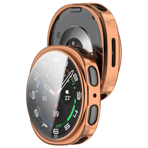 Etui z osłoną ekranu Bizon Case Watch Felipe do Samsung Galaxy Watch 8 44mm różowozłote