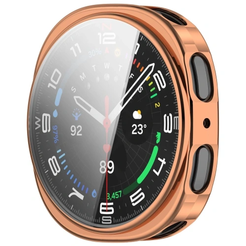 Etui z osłoną ekranu Bizon Case Watch Felipe do Samsung Galaxy Watch 8 44mm różowozłote