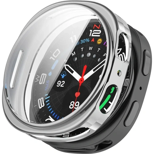 Etui z osłoną ekranu Bizon Case Watch Felipe do Samsung Galaxy Watch 8 44mm srebrne