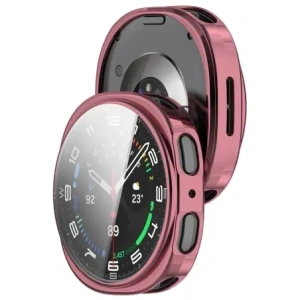 Etui z osłoną ekranu Bizon Case Watch Felipe do Samsung Galaxy Watch 8 44mm różowe