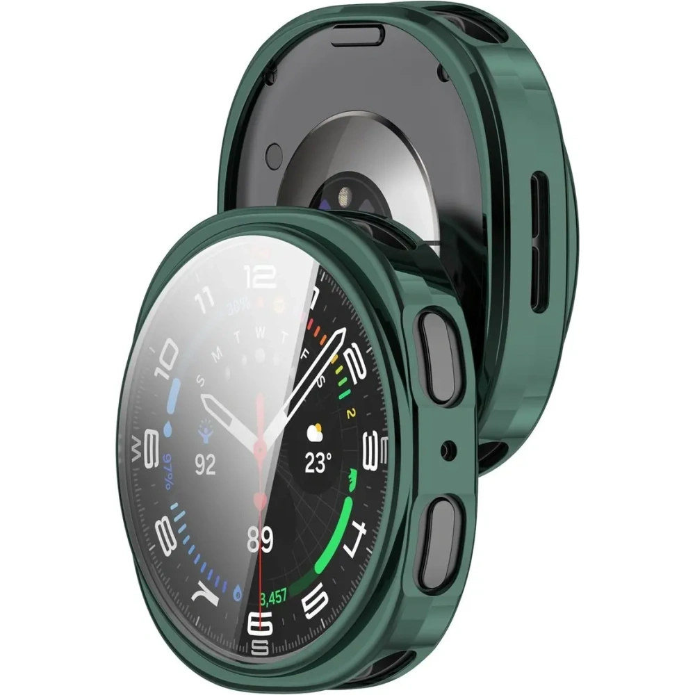 Etui z osłoną ekranu Bizon Case Watch Felipe do Samsung Galaxy Watch 8 44mm zielone