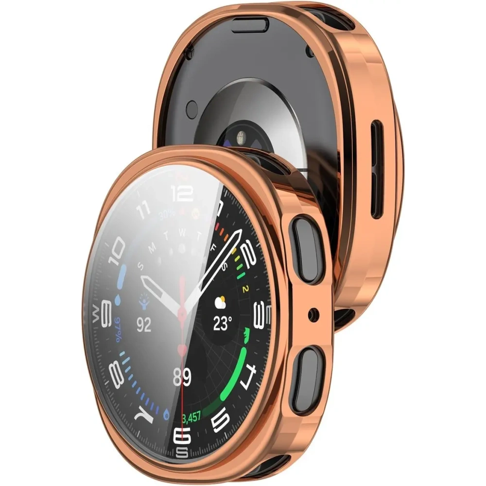 Etui z osłoną ekranu Bizon Case Watch Felipe do Samsung Galaxy Watch 8 40mm różowozłote