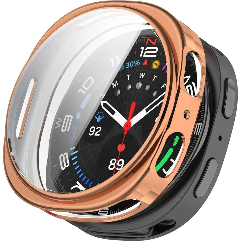 Etui z osłoną ekranu Bizon Case Watch Felipe do Samsung Galaxy Watch 8 40mm różowozłote