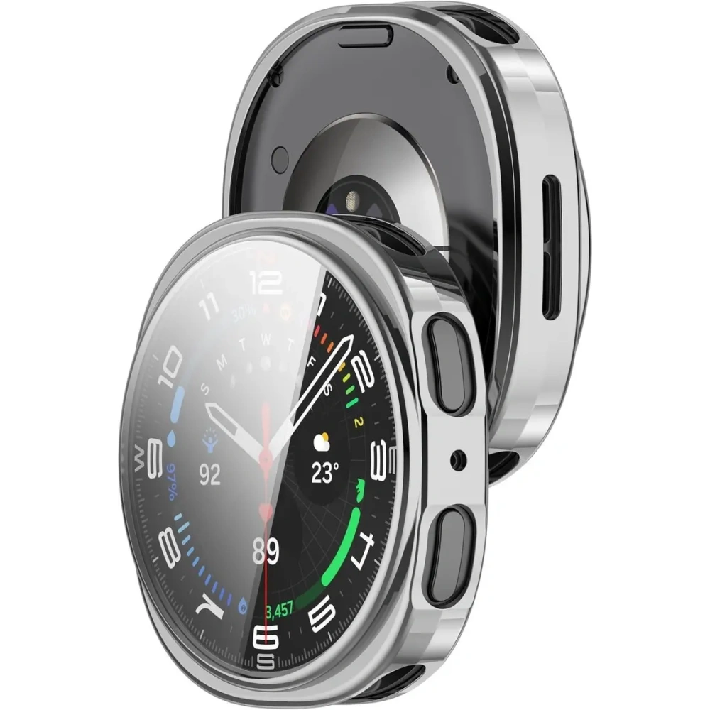 Etui z osłoną ekranu Bizon Case Watch Felipe do Samsung Galaxy Watch 8 40mm srebrne