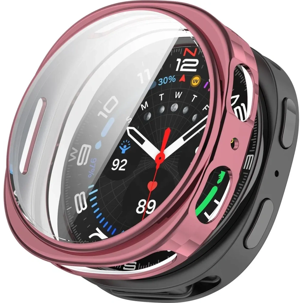 Etui z osłoną ekranu Bizon Case Watch Felipe do Samsung Galaxy Watch 8 40mm różowe