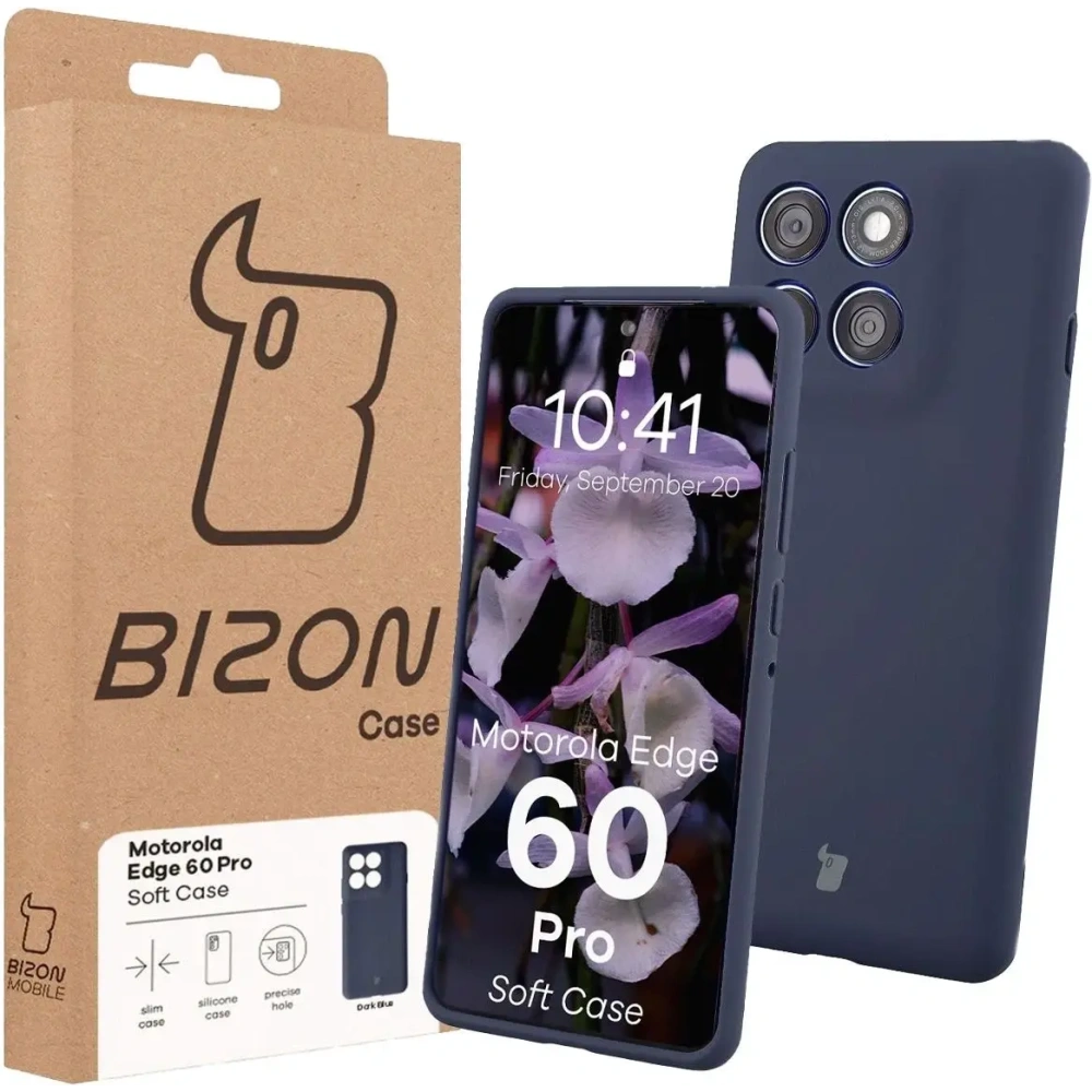 Silikonowe etui Bizon Soft Case do Motorola Edge 60 Pro ciemnoniebieskie