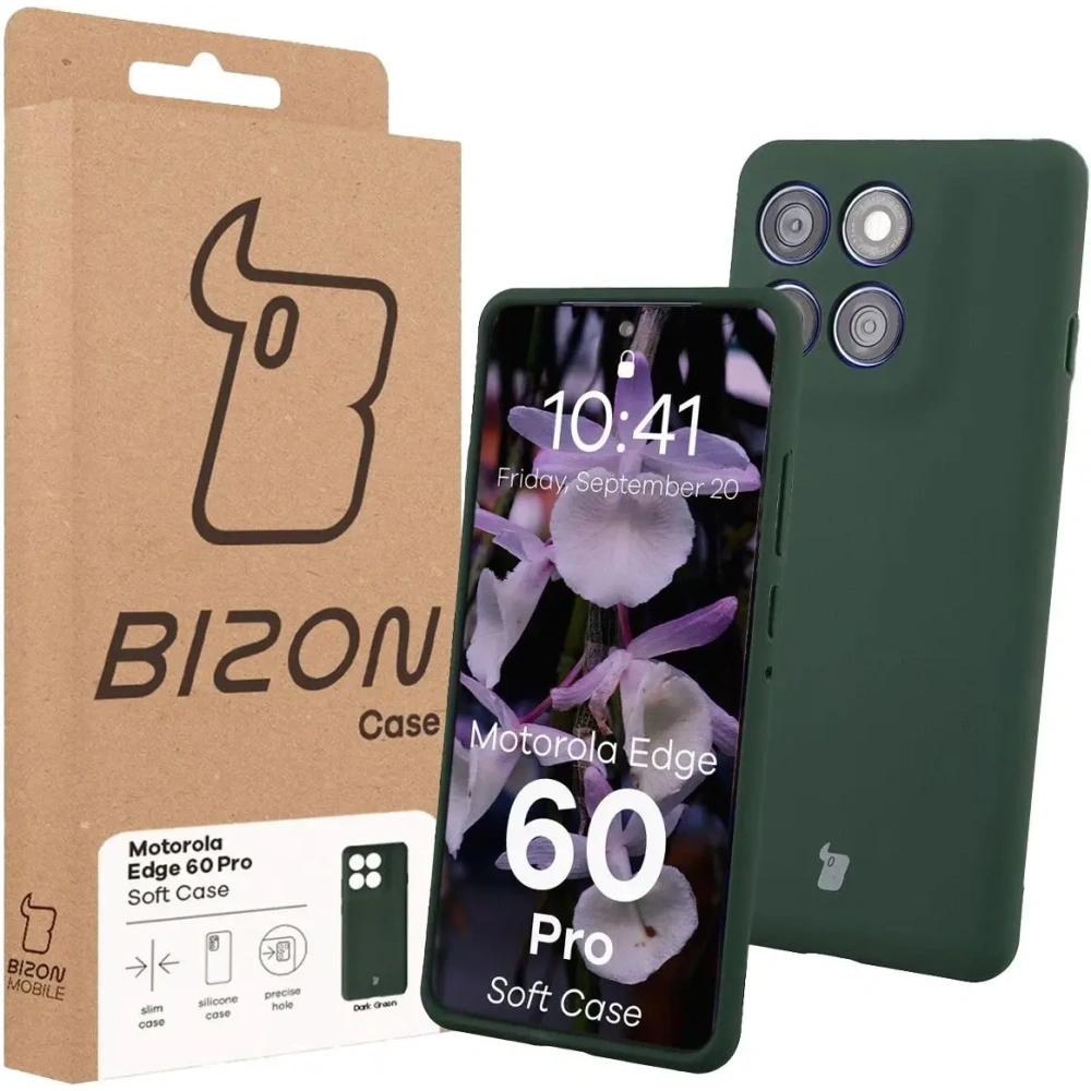 Silikonowe etui Bizon Soft Case do Motorola Edge 60 Pro ciemnozielone