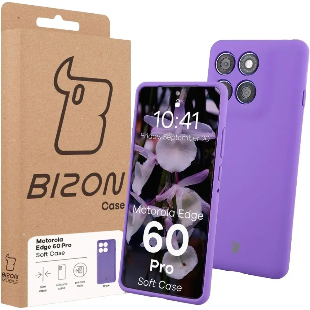 Silikonowe etui Bizon Soft Case do Motorola Edge 60 Pro fioletowe