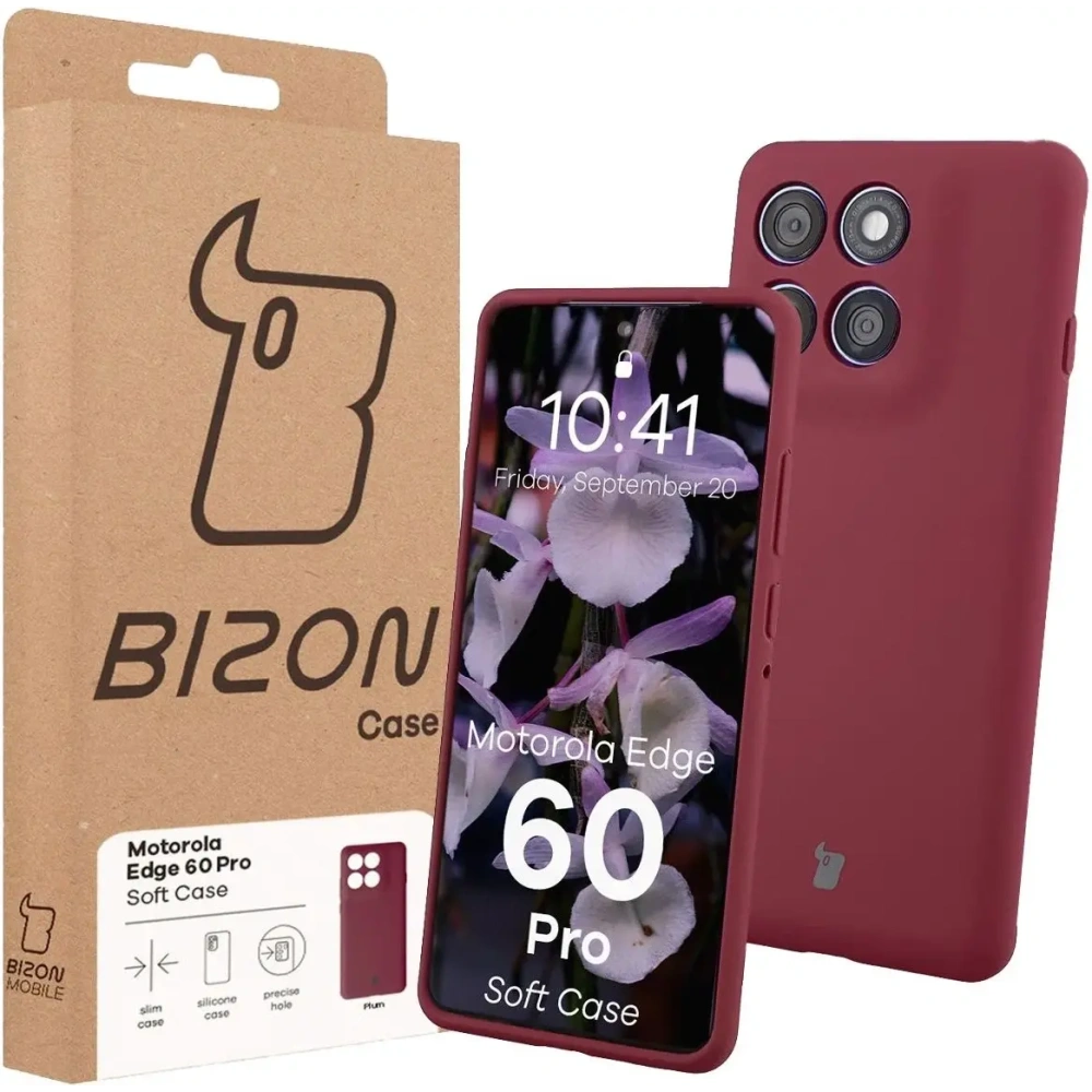 Silikonowe etui Bizon Soft Case do Motorola Edge 60 Pro ciemnofioletowe