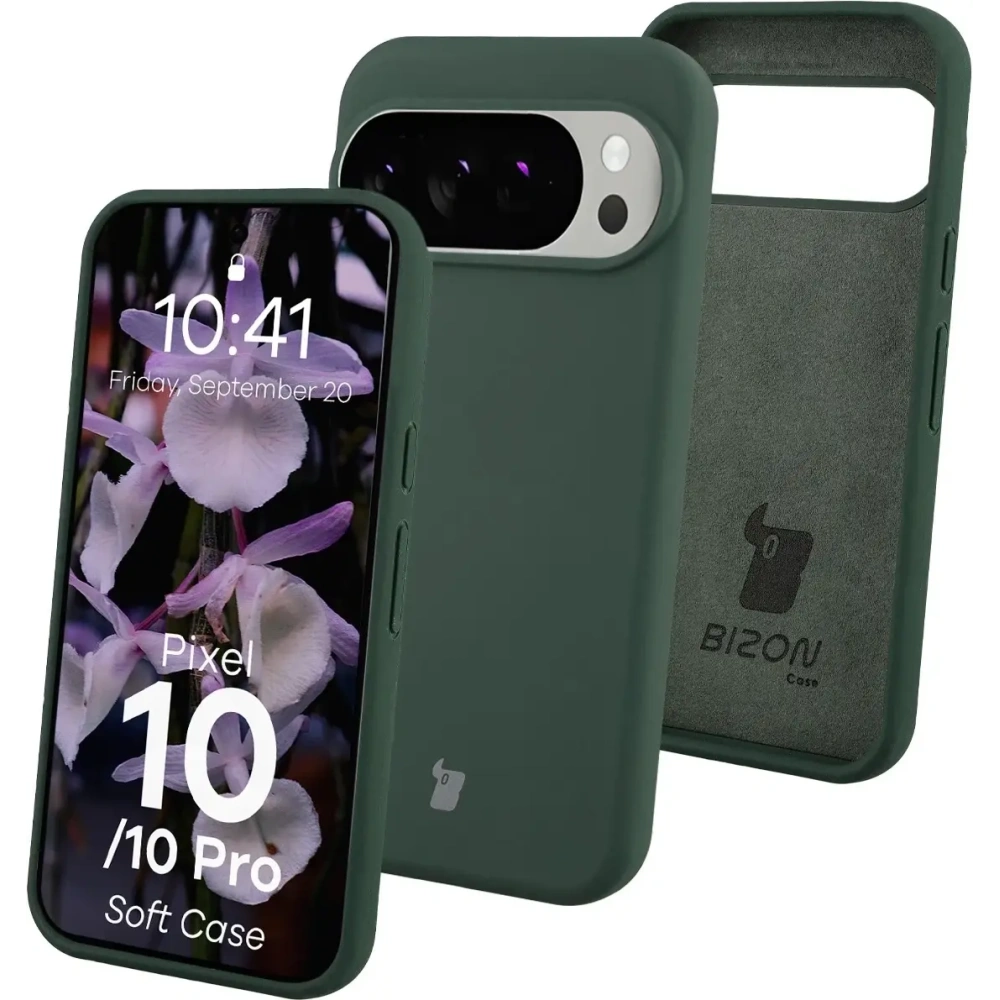 Silikonowe etui Bizon Soft Case do Google Pixel 10 / 10 Pro ciemnozielone