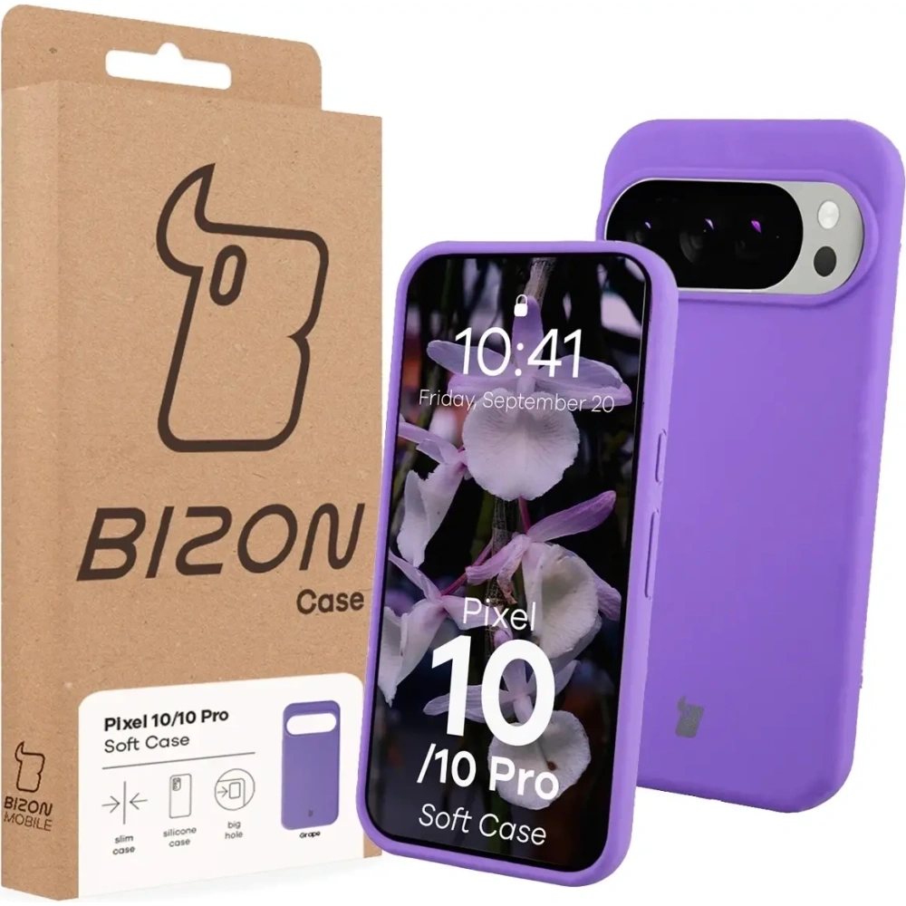 Silikonowe etui Bizon Soft Case do Google Pixel 10 / 10 Pro fioletowe