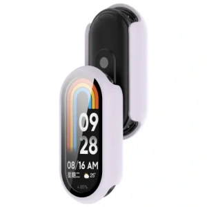 Etui ze szkłem do zegarka Bizon Case+Glass Watch do Xiaomi Smart Band 10 jasnofioletowe