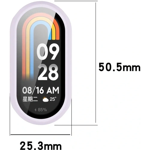 Etui ze szkłem do zegarka Bizon Case+Glass Watch do Xiaomi Smart Band 10 jasnofioletowe