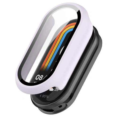 Etui ze szkłem do zegarka Bizon Case+Glass Watch do Xiaomi Smart Band 10 jasnofioletowe