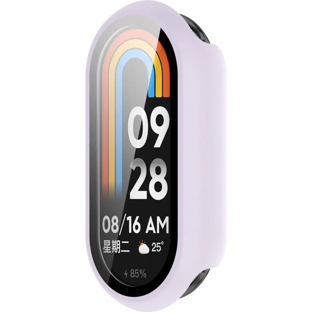 Etui ze szkłem do zegarka Bizon Case+Glass Watch do Xiaomi Smart Band 10 jasnofioletowe