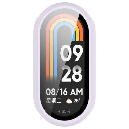 Etui ze szkłem do zegarka Bizon Case+Glass Watch do Xiaomi Smart Band 10 jasnofioletowe