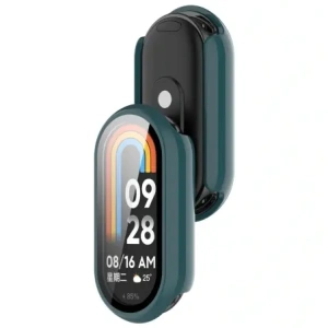 Etui ze szkłem do zegarka Bizon Case+Glass Watch do Xiaomi Smart Band 10 ciemnozielone