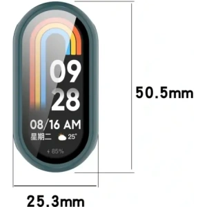 Etui ze szkłem do zegarka Bizon Case+Glass Watch do Xiaomi Smart Band 10 ciemnozielone