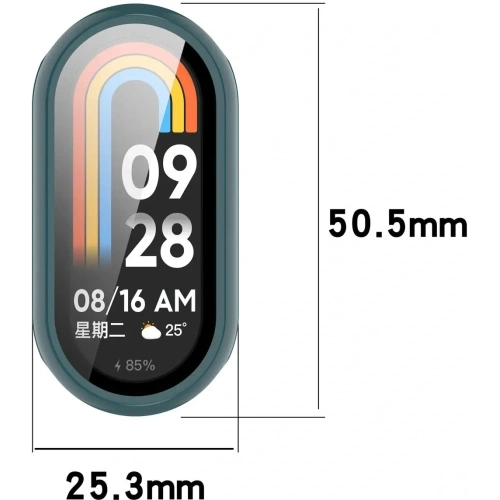 Etui ze szkłem do zegarka Bizon Case+Glass Watch do Xiaomi Smart Band 10 ciemnozielone