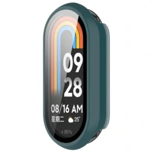 Etui ze szkłem do zegarka Bizon Case+Glass Watch do Xiaomi Smart Band 10 ciemnozielone