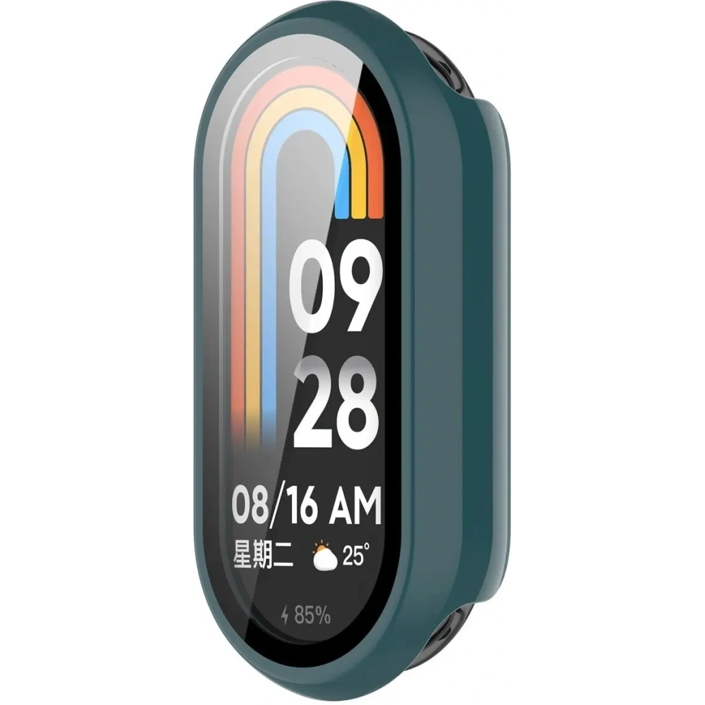 Etui ze szkłem do zegarka Bizon Case+Glass Watch do Xiaomi Smart Band 10 ciemnozielone