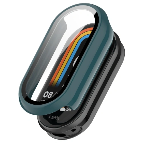 Etui ze szkłem do zegarka Bizon Case+Glass Watch do Xiaomi Smart Band 10 ciemnozielone