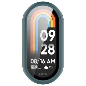 Etui ze szkłem do zegarka Bizon Case+Glass Watch do Xiaomi Smart Band 10 ciemnozielone