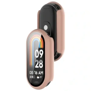 Etui ze szkłem do zegarka Bizon Case+Glass Watch do Xiaomi Smart Band 10 różowe