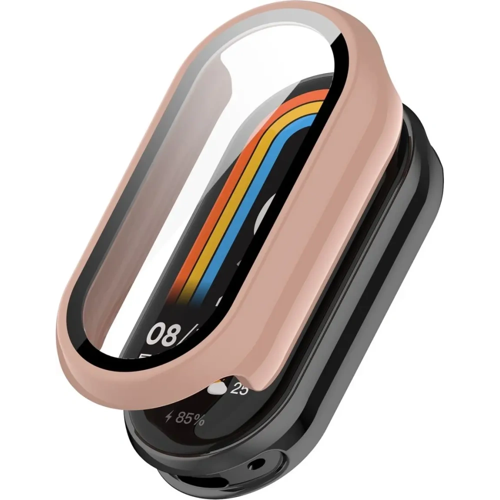Etui ze szkłem do zegarka Bizon Case+Glass Watch do Xiaomi Smart Band 10 różowe