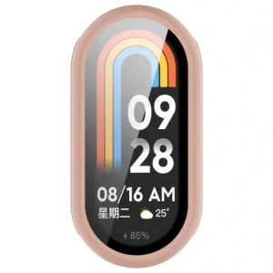Etui ze szkłem do zegarka Bizon Case+Glass Watch do Xiaomi Smart Band 10 różowe