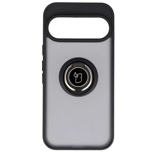 Etui z uchwytem na palec Bizon Case Hybrid Ring do Google Pixel 10 / 10 Pro przydymione z czarną ramką