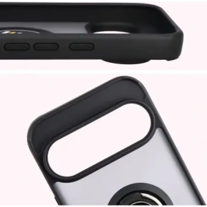 Etui z uchwytem na palec Bizon Case Hybrid Ring do Google Pixel 10 / 10 Pro przydymione z czarną ramką