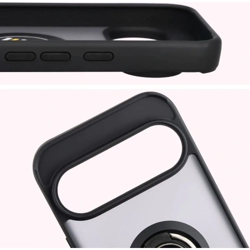Etui z uchwytem na palec Bizon Case Hybrid Ring do Google Pixel 10 / 10 Pro przydymione z czarną ramką