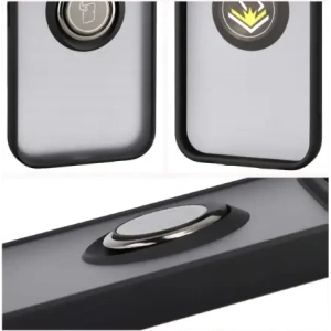 Etui z uchwytem na palec Bizon Case Hybrid Ring do Google Pixel 10 / 10 Pro przydymione z czarną ramką