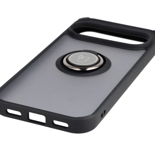 Etui z uchwytem na palec Bizon Case Hybrid Ring do Google Pixel 10 / 10 Pro przydymione z czarną ramką